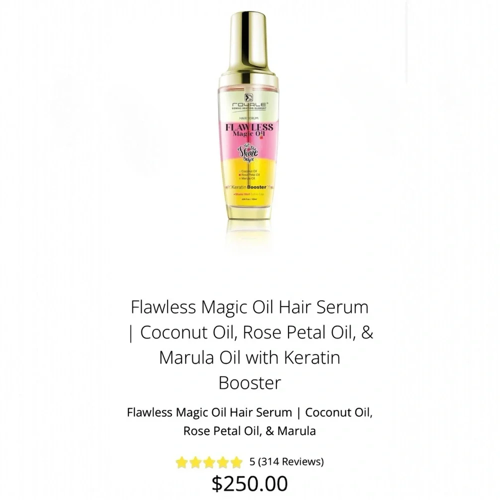 Flawless Magic Oil Hair Serum | Coconut Oil, Rose Petal Oil, & Marula Oil - Picture 2 of 12